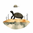 turtle in the water illustration vector illustration, stamp look, in the style of jon klassen, george ault, white background, richard serra, mid-century illustration