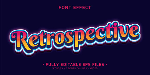 Wall Mural - editable vector retro neon style font effect isolated in a dark blue background