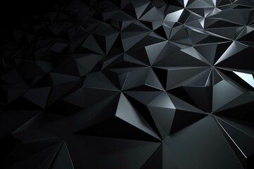 Wall Mural - Dark polygonal surface with tetrahedrons. High-tech, 3D background. Generative AI