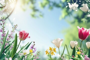 Wall Mural - spring poster template with large copy space for text