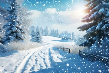 Wall Mural - winter poster template with large copy space for text