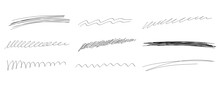 Sketch Highlight Underline, Lines, Strokes, Emphasis, Highlight Waves Set. Hand Drawn Check Mark Underline. Vector Freehand Marker Illustration On White Background