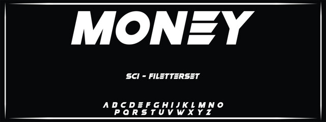 Wall Mural - MONEY, Sports minimal tech font letter set. Luxury vector typeface for company. Modern gaming fonts logo design