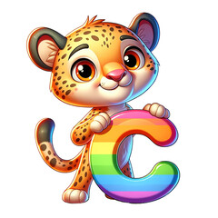 Animal Rainbow Alphabet, Letter C For Kids And Education