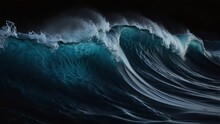 Random Abstract Rough Wave Of Water On Plain Black Background From Generative AI