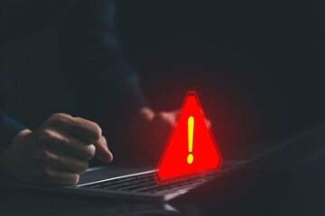 Wall Mural - cyber error symbol warning sign of system failure in the laptop. concept risk of website technology 