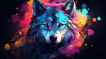  Abstract Space Wolf In Various Colors