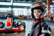 © Александр Довянский - little boy racer in helmet on karting track close-up