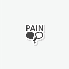 Poster - Open pill icon.  Pain pill icon on gray background sticker