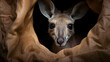 Kangaroo offspring inside pouch