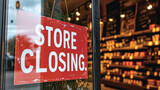 Fototapeta  - Horizontal Close Up Shot Of Store Closing Sign On Business