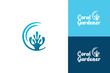 creative blue reef, coral logo design vector illustration. coral aquatic logo design, nature coral farmer logo vector design with elegant, simple, modern and gradient color