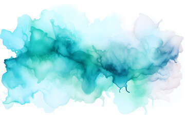 Wall Mural - abstract watercolor turquoise paint fluid liquid isolated on white background. color art painting il