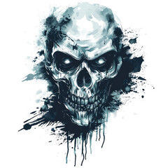 Wall Mural - Scary skull face style character, with transparent background, for use on t-shirts or posters. Ai Generated Images