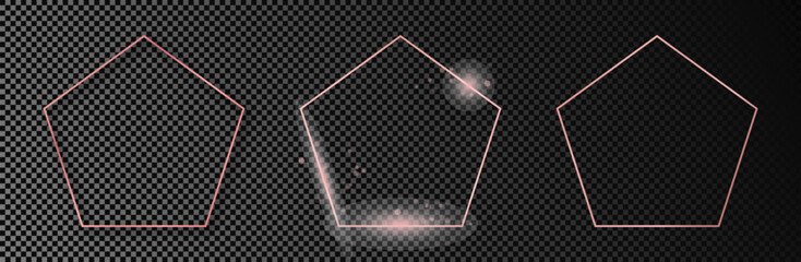 Rose gold glowing pentagon shape frame