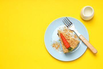 Wall Mural - Tasty and delicious food concept - carrot cake