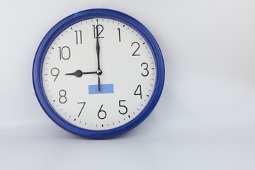 Set of office clocks showing various time isolated on white background.