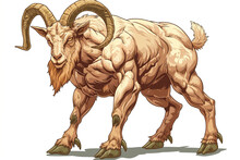 Cartoon Big Muscular Goat