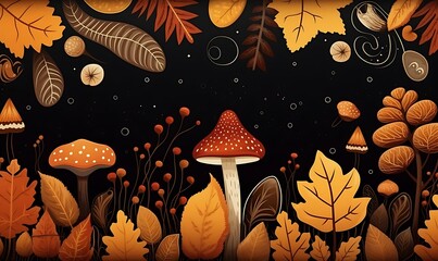 Wall Mural - Background with autumn elements. Generative Ai

