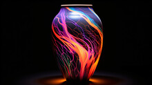 Fine Art Vase Made Of Visualized Sound Waves Neon
