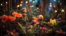 
Whimsical garden with fairy lights, fairy statues, and colorful flowers, Sony A7S III, 50mm f/1.4 lens, illustrating the enchanting and magical side of gardening.