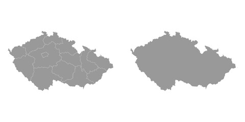 Wall Mural - Czech Republic grey map with regions. Vector illustration.