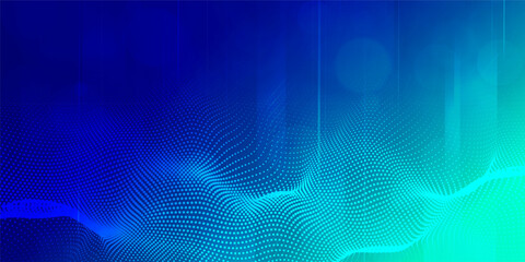 Canvas Print - Digital technology banner blue green background concept, cyber technology light effect, abstract tech, innovation future data, internet network, Ai big data, lines dots connection, illustration vector