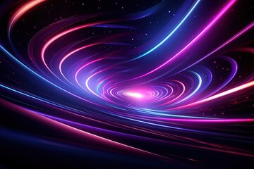 Wall Mural - bstract futuristic background with pink blue glowing neon moving high speed wave lines and bokeh lig