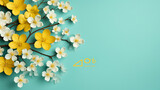 Fototapeta Perspektywa 3d - Spring Sale Header or Banner Design with Get Extra Diskon in Turqouise Background