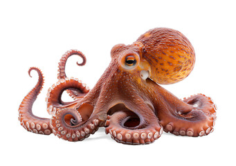 Octopus isolated on transparent background, side view