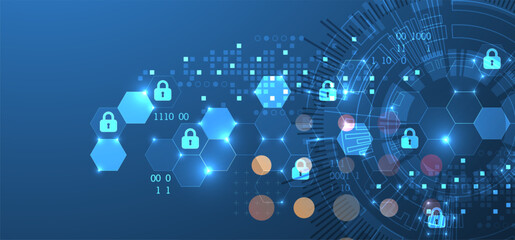 Wall Mural - secure digital background. virtual confidential, programming protection. hand drawn vector.