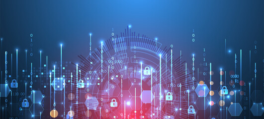 Leinwandbilder - Secure digital background. Virtual confidential, programming protection. Hand drawn vector.