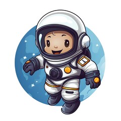 Wall Mural - Detailed cute astronaut on plain background. Generative Ai
