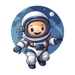 Wall Mural - Detailed cute astronaut on plain background. Generative Ai
