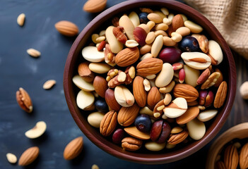 Wall Mural - Healthy trail mix snack made of nuts (walnut, almond,