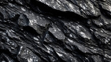 Black White Rock Background. Dark Gray Stone Texture. Mountain Surface Close-up. Ai Generative