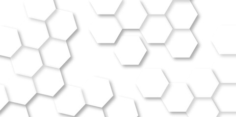 Sticker - Abstract white background with hexagons. Abstract hexagon polygonal pattern background vector. seamless bright white Pattern with hexagons illustration of a honeycomb. Futuristic surface .
