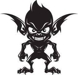 Canvas Print - MalevolentMinion Cartoon Goblin Logo SinisterSprite Full Body Goblin Emblem