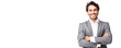 © Serhii - Young male confident businessman, white background isolate. Successful professional in suit, tie, entrepreneur.
