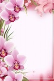 Fototapeta Storczyk - Frame with colorful flowers on orchid background