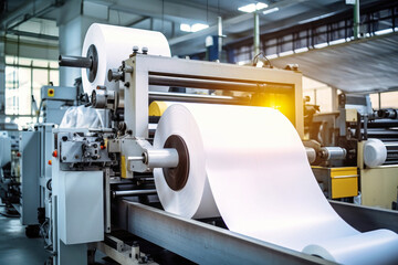 Wall Mural - Paper production machine. Powerful modern equipment for the production of coated paper. Paper industry.