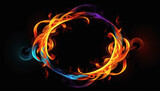 Fototapeta  - Abstract art of long exposure flame dancing on the black background