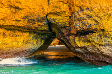 Wall Mural - Beautiful limestone Algarve coast with caves and rock formation, south of Portugal