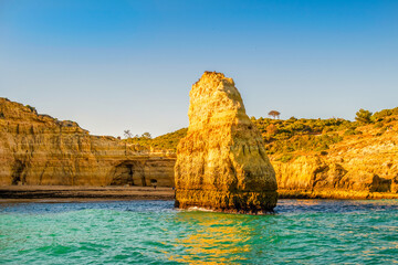 Sticker - Beautiful limestone Algarve coast with caves and rock formation, south of Portugal