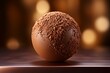 3D Render of a Chocolate Truffle, on an isolated Cocoa Brown background, Generative AI