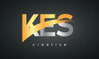 KES Letters Logo Design with Creative Intersected and Cutted golden color