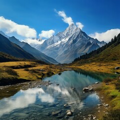 Sticker - Beautiful scenery ice mountain view wallpaper image Ai generated art