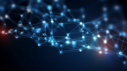 Wall Mural - abstract digital background with dots, molecules and lines on a dark blue background. background of 