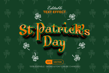 Wall Mural - St Patrick's Day Text Effect 3D Style. Editable Text Effect.