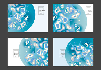Leinwandbilder - Abstract modern graphic elements. Brochure cover templates. Dynamical blue forms and shapes. Vector banners with flowing liquid shapes.